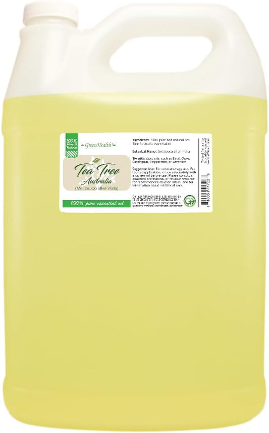 Tea Tree (Australia) Essential Oil – 128 fl oz (1 Gallon) Fluorinated Plastic Bottle w/Child-Resistant Cap – 100% Pure Essential Oil by GreenHealth