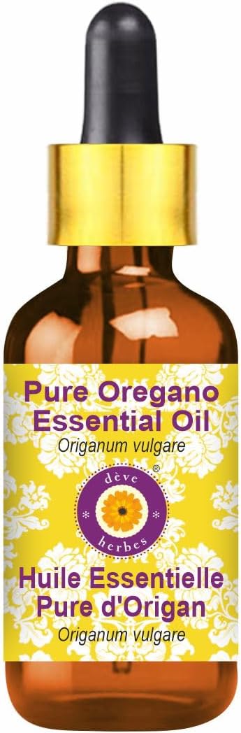 dève herbes Pure Oregano Essential Oil (Origanum vulgare) with Glass Dropper Steam Distilled 30ml (1 oz)
