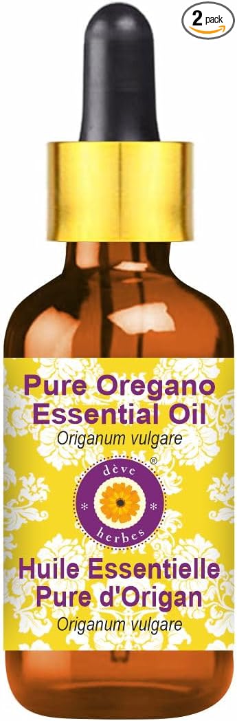 Deve Herbes Pure Oregano Essential Oil (Origanum vulgare) with Glass Dropper Steam Distilled 10ml (0.33 oz)