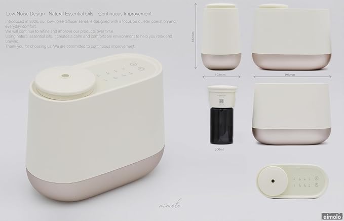 Low Noise Waterless Aroma Diffuser (200ml) – 39dB Ultra Quiet, No Water Needed, App Optional, Strong Scent for Large Rooms, Bedroom, Yoga, Office (Black)