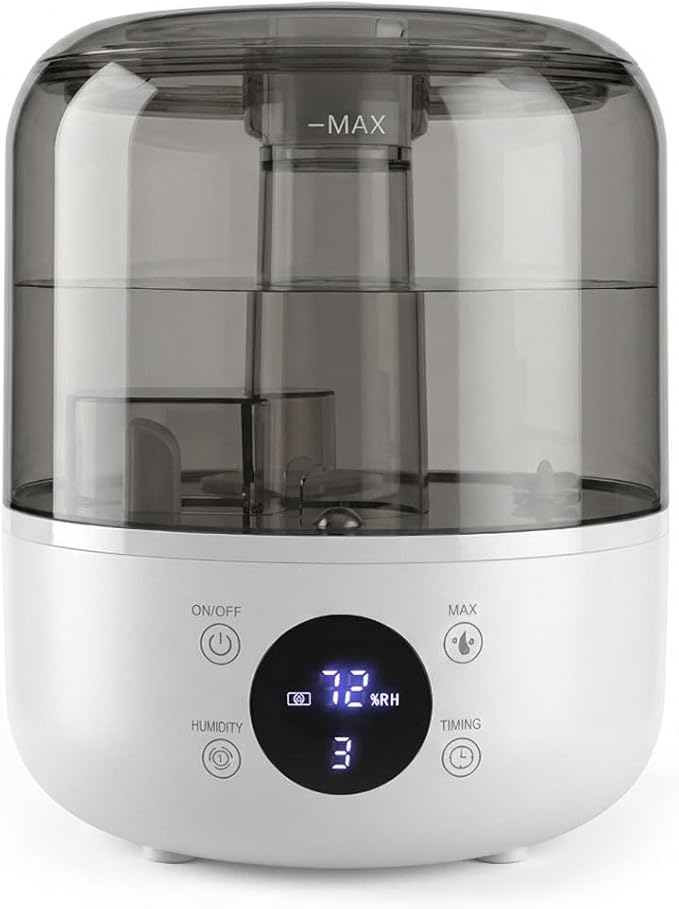 Humidifiers for Bedroom, 3L Top Fill 26H & Quiet Runtime for Large Room, Cool Mist Ultrasonic Humidifier with Humidity Sensor, Aroma Diffuser, Air Humidifier for Home, Baby, Nursery, Plants