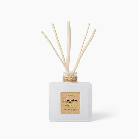 Laundrin Botanical Room Diffuser forHome - Scent Diffuser for Home, Room Freshener & Shelf Decor - Elegant HomeFragrance, Ideal Reed Diffusers for Office, Living Room - 80ml, Relax Green Tea