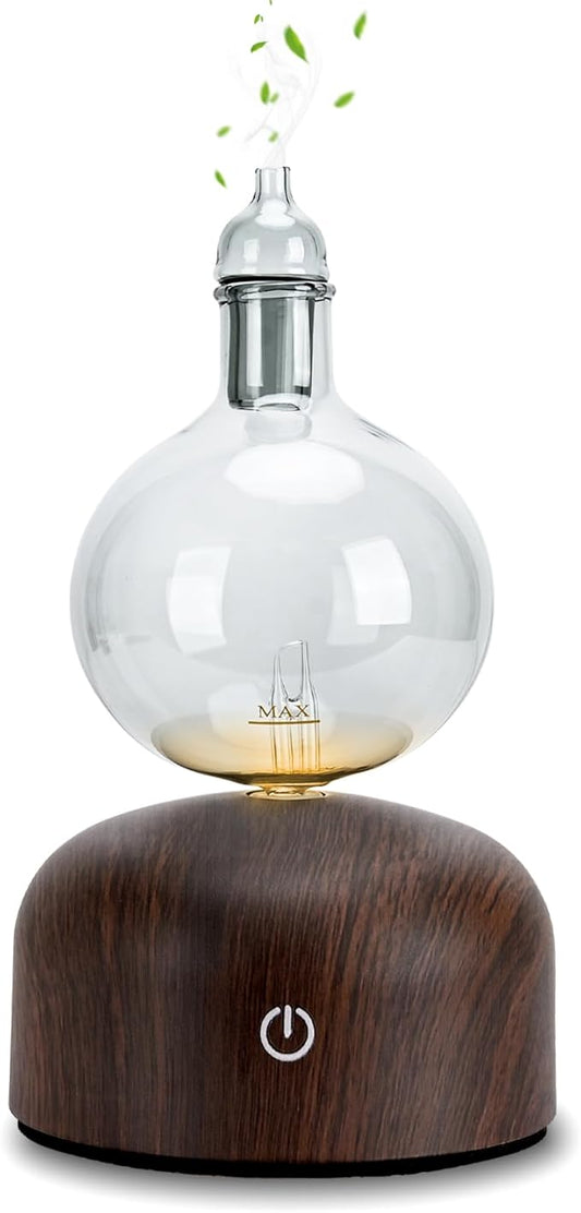 Lychee Rechargeable Waterless Essential Oil Diffuser, Aromatherapy Spray Glass Oil Diffuser, Touch Control with 2 Modes,Travel Portable，Silent Operation and Auto-Off Yellow Light for Home Office