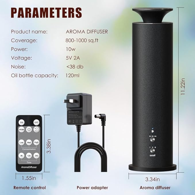 Waterless Diffuser Machine Scent Air Machine Covers 1800 Sq Ft for Home Diffusers Essential Oil Diffusers Studio Scent Diffuser Large Room Fragrance App Remote Control Capacity 3.5 Oz Secret Silver