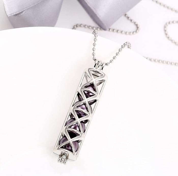 Mixed Pearl Cage Locket Pendants Set, Essential Oil Diffuser DIY Necklace Bracelet Jewelry Making Craft, Bulk Beads Aromatherapy Diffuser Charms Gifts for Women Girls