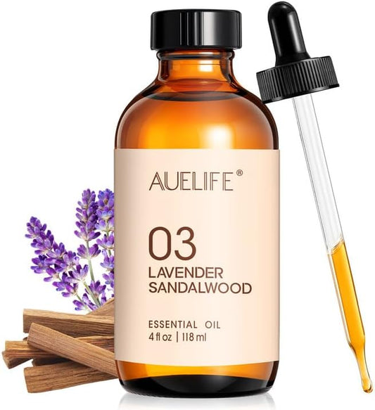 Lavender Sandalwood Essential Oils for Diffusers & Candle Making, 118ml (4 fl oz) Large Bottle, Long Lasting Scent Oil for Home Fragrance, Soap & DIY