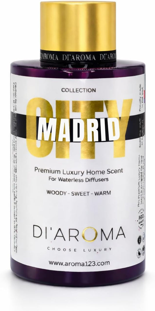 Di'Aroma Aroma Oil Blend 120ml – Premium Diffuser Oil for Home, Waterless & Essential Oil Diffusers, Long Lasting Home Fragrance, City Collection, Made in USA (120ml, Madrid)