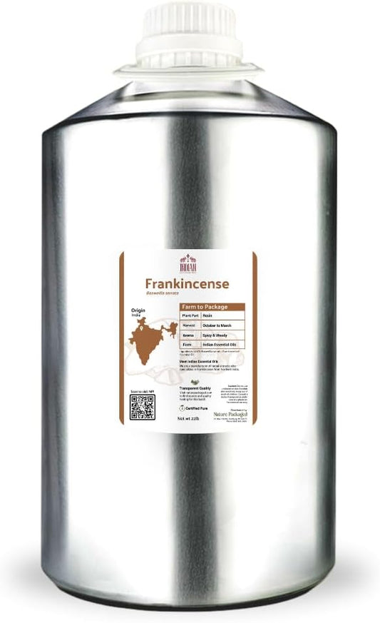Frankincense Essential Oil - Direct from Madhya Pradesh, India - Pure Essential Oil for Diffusers and Aromatherapy | 100% Pure Therapeutic Grade Natural Aceite de Incienso (22lbs)