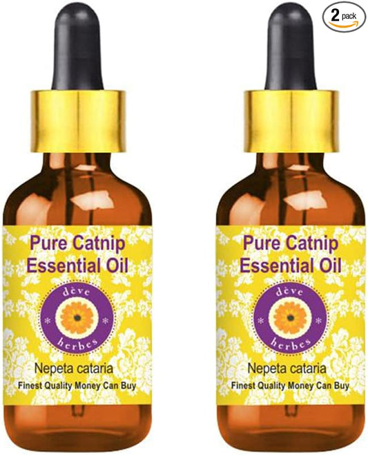 dève herbes Catnip Essential Oil (Nepeta cataria) Pure | Non-Sticky | Non-Greasy | Lightweight | Men & Women | All Skin Types | Steam Distilled 5ml X 2 (0.33 oz)
