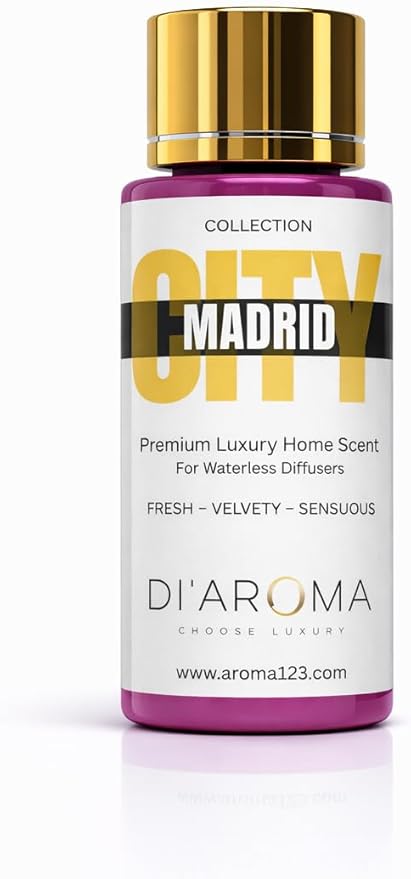 Di'Aroma Aroma Oil Blend Madrid 60ml 2 Fl Oz – Premium Diffuser Oil for Home, Waterless & Essential Oil Diffusers, Long Lasting Home Fragrance, City Collection, Made in USA (2 Fl Oz, Madrid)