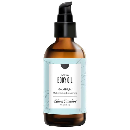 Edens Garden Good Night Bath & Body Oil Sleep Blend – Pure Essential Oils & Vitamin E for Moisturizing Dry Skin – Calming Aromatherapy After-Shower Scented Oil for Women & Men, 4 fl oz (118 ml)