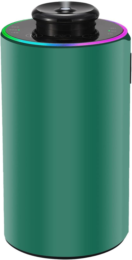 Waterless Essential Oil Diffuser with 8 Color LED Night Light, 3 Mist Levels & Timers, Portable Rechargeable Aromatherapy Diffuser for Home Car Room Studio Office, Metal (Green)