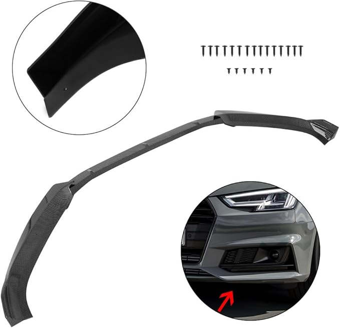 SCITOO Plastic Front Lip Spoiler fits for 2017-2019 for Audi for A4 2017-2018 for Audi A4 Quattro/S4 S-Line Glossy Carbon Look Front Bumper Lip