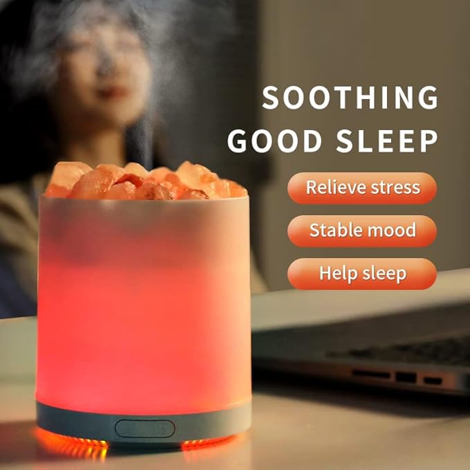 COOZMENT 2-in-1 Himalayan Salt Lamp & Ultrasonic Essential Oil Diffuser, Salt Lamp Diffuser,Humidification,Aromatherapy,USB Interface,7 Color Lights& Waterless Auto-Off.…