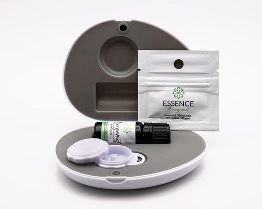 Essence Pearl Travel Case | Bergamot Essential Oil | Aromatherapy Nasal Diffuser & Essential Oil Carrying Case | Refreshing Citrus Scent | Travel-Friendly Kit | White Pod