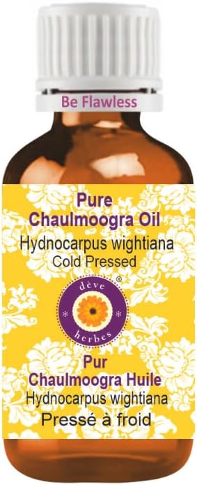dève herbes Chaulmoogra Oil (Hydnocarpus wightiana) | Cold Pressed | Pure | Natural | Undiluted | for Diluting Essential Oils | for Skin & Massage | Non-Sticky | Lightweight | Unisex | 50ml (1.69 oz)