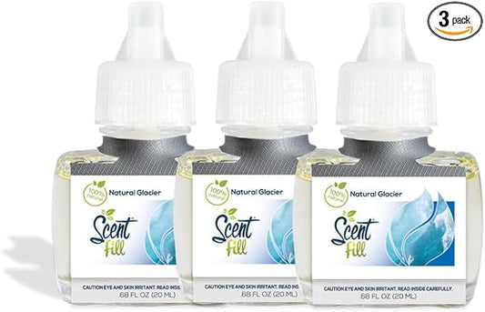 Scent Fill 100% Natural Glacier Plug in Air Freshener, Scented Oil Refills, 3 Refills