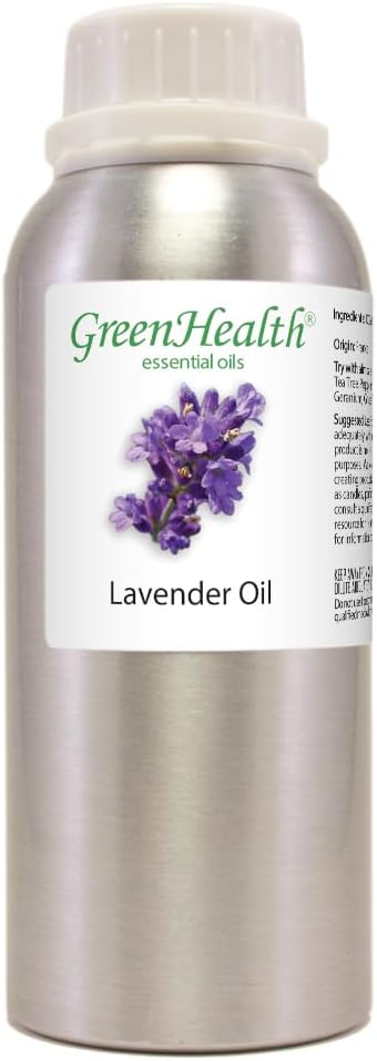 GreenHealth Lavender Essential Oil – 8 fl oz (237 ml) – 100% Pure & Uncut – Aluminum Bottle w/Plug Cap – Lavender Oil for Diffuser, Aromatherapy, Soap Making, Candles & DIY