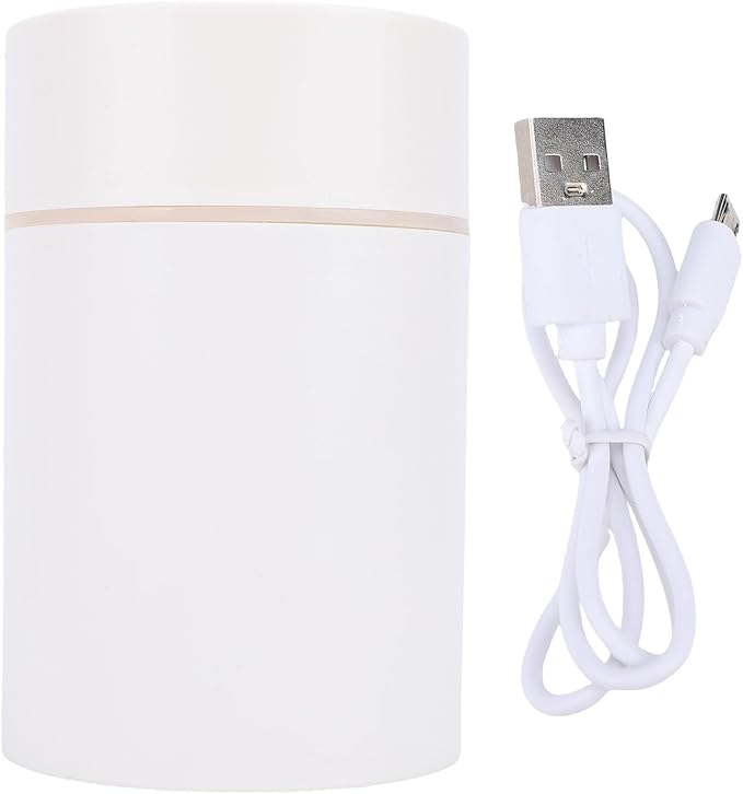 HEEPDD Portable Mini Humidifier, Humidifiers Mist Modes, 300ML USB Powered Diffuser for Bedroom and Office Portable Mini Humidifier, Plastic, Dual Nan Household Appliances (White)