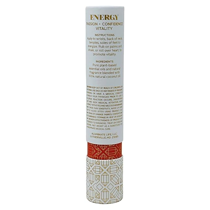 Essential Oil Rollerballs, .34 OZ, Energy - Red Carnelian Crystal Infused - Scents of Lemon, Grapefruit, & Bergamot - Aromatherapy Roll On Oils, Skin Care, Massage