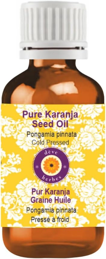 Deve Herbes Karanja Seed Oil (Pongamia pinnata) | Cold Pressed | Pure | Natural | Undiluted | for Diluting Essential Oils | for Skin & Massage | Non-Sticky| Lightweight| Men & Women | 15ml (0.50 oz)
