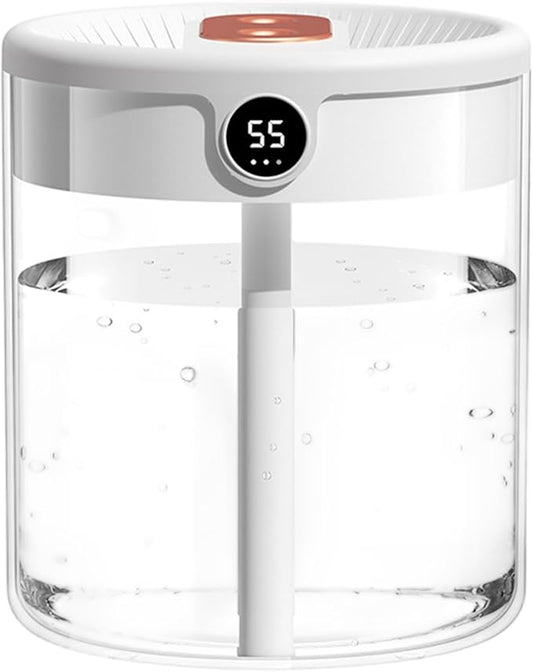 2L Cool Mist Air Humidifier with Humidity Display, 3 Modes, Dual Spray & Light, Silent Diffuser for Bedroom, Baby Nursery, Office, Car & Indoor Plants