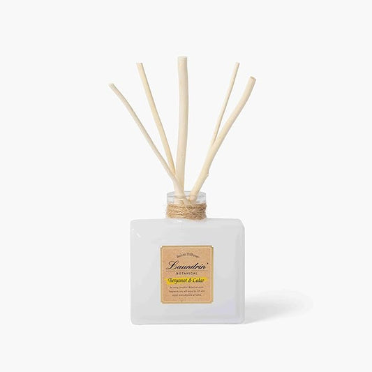 Laundrin Botanical Room Diffuser for Home - Scent Diffuser for Freshener & Shelf Decor - Elegant Home Fragrance, Ideal Reed Diffusers, Office, Living Area - 80ml, Bergamot & Cedar