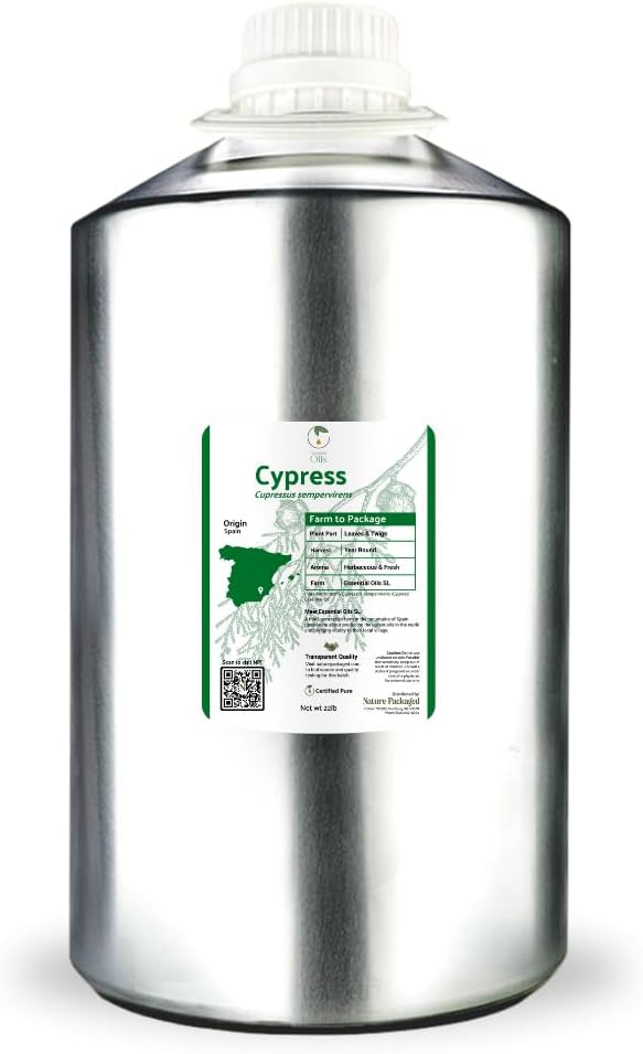 Cypress Essential Oil - Direct from Essential Oils SL in Mediterranean Spain - Aceite de Ciprés for Diffuser, 100% Pure Therapeutic Grade - Aromatheraphy, Skincare (22lbs)