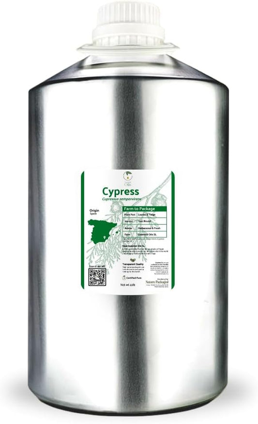 Cypress Essential Oil - Direct from Essential Oils SL in Mediterranean Spain - Aceite de Ciprés for Diffuser, 100% Pure Therapeutic Grade - Aromatheraphy, Skincare (22lbs)