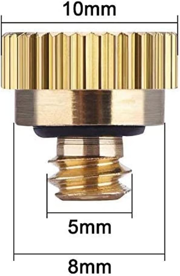 20 Pack Brass Misting Nozzles Tees, Brass Spray Nozzles for Greenhouse Landscaping Humidification, Dust Control Mist Nozzle Sprinkler for Outdoor Cooling System 0.012 Orifice (0.3 mm) 10/24 UNC Garden