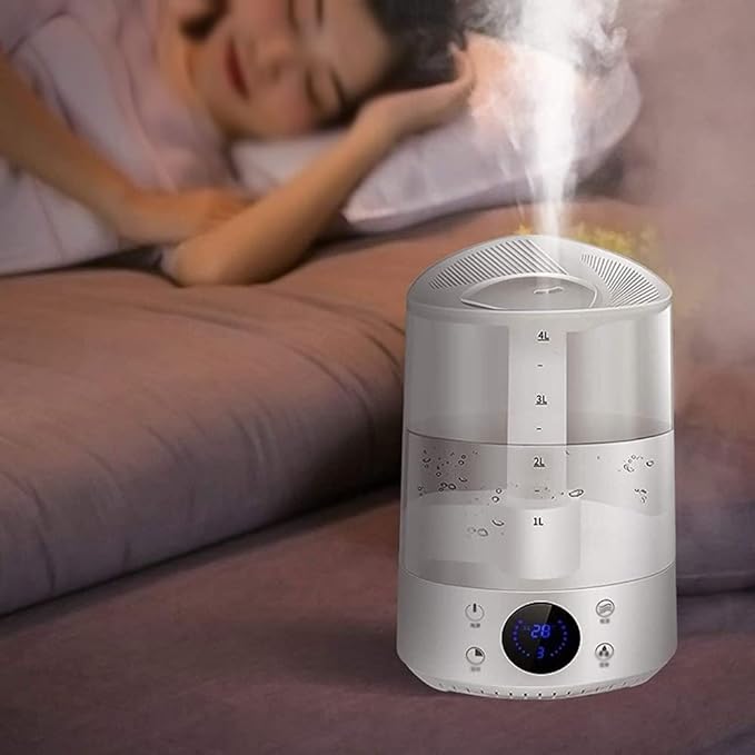4L Humidifiers for Bedroom Large Room, Easy to Clean Humidifier Ultrasonic & Essential Oil Diffuser, Room Humidifier for Bedroom Baby Plant Cool Mist, Top Fill, Quiet, 360° Nozzle, Auto Off, Wh