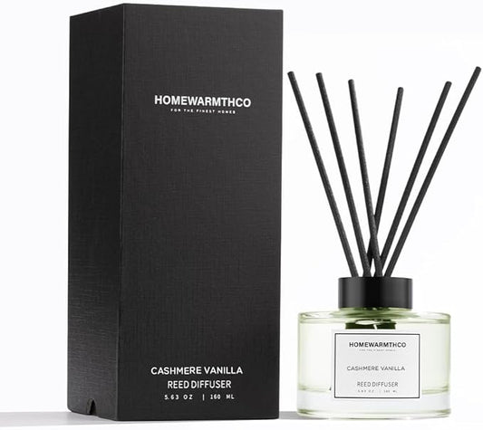 Cashmere Vanilla Reed Diffuser Set - Luxury Fragrance Reed Diffusers for Home. Office, Bathroom, Kitchen and Home Decor - Long-Lasting Scent with Non-Toxic Oils (5.63 oz, 160ml)