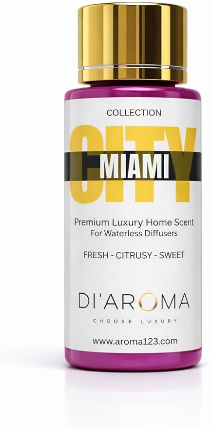 Di'Aroma Aroma Oil Blend Miami 60ml 2 Fl Oz – Premium Diffuser Oil for Home, Waterless & Essential Oil Diffusers, Long Lasting Home Fragrance, City Collection, Made in USA (2 Fl Oz, Miami)