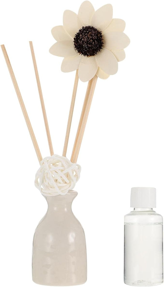 Hemobllo Rattan Aroma Diffuser Set with Ceramic Vase, Lavender Scented Oil Reed Air Freshener for Home Fragrance and Toilet Aromatherapy, Waterless Essential Oil Diffuser