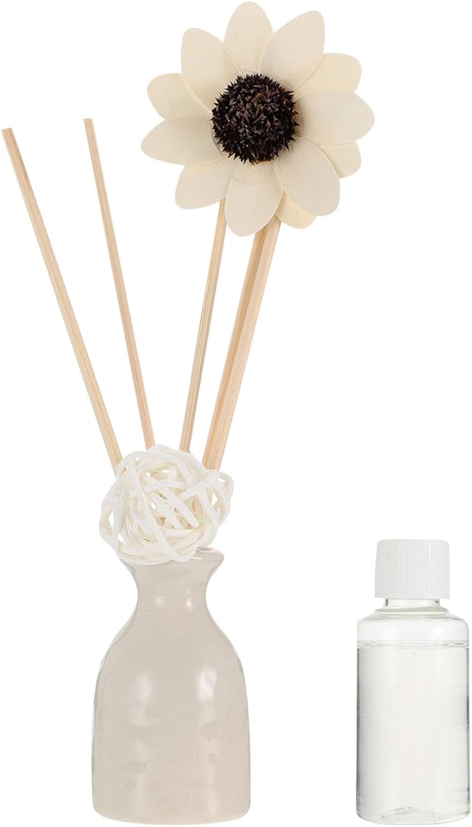 Happyyami Reed Diffuser Set with Ceramic Vase and Lavender Essential Oil, Rattan Sticks Aromatherapy Home Air Purification Fragrance for Bedroom and Bathroom