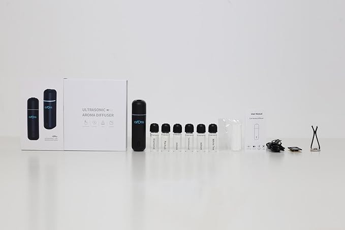 Smart Car Air Freshener Diffuser, Automatic On/Off and Adjustable Fragrance Levels, Waterless Essential Oil, USB-C Charging & Vent Clip, Portable Silent Aroma Diffuser for Vehicles