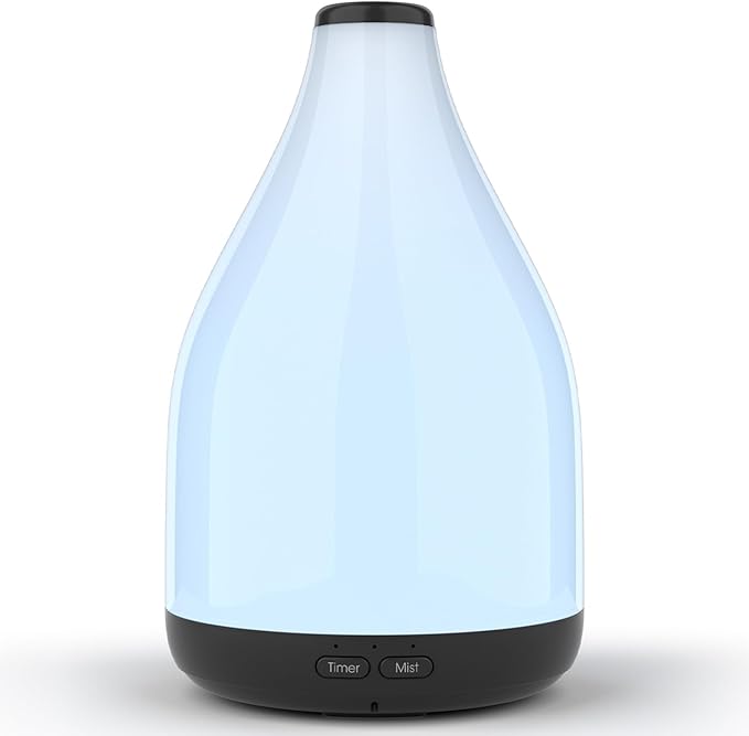 300ML Essential Oil Diffuser, Quiet Aromatherapy Diffuser Mist Humidifier with 7 Colors Light, Auto-Off, 1H/3H/6H Timer, Ultrasonic Room Scent Diffuser for Home, Office, Black (No Remote)