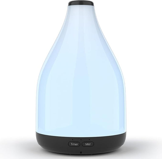300ML Essential Oil Diffuser, Quiet Aromatherapy Diffuser Mist Humidifier with 7 Colors Light, Auto-Off, 1H/3H/6H Timer, Ultrasonic Room Scent Diffuser for Home, Office, Black (No Remote)