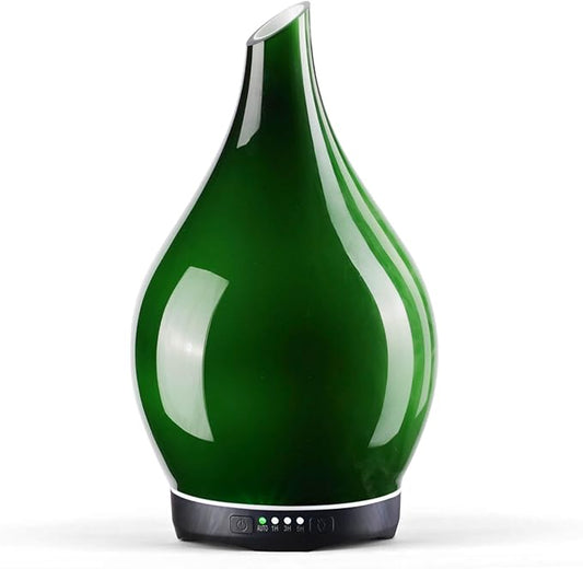 Porseme 280ml Essential Oil Diffuser Glass Color Changing Aroma Air Diffusers Aromatherapy Ultrasonic Cool Mist Humidifier 7 Running Hours Waterless Auto-Off for Sleeping Yoga Office Spa(Hulk Green)
