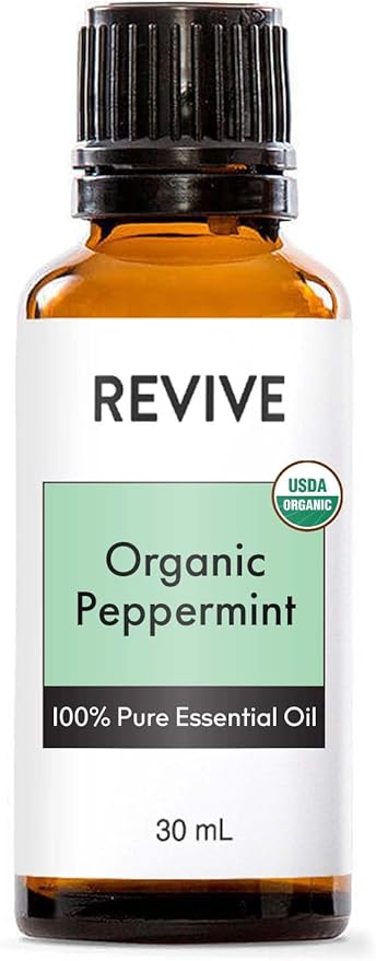 USDA Certified Organic Peppermint 30ml Essential Oil by Revive Essential Oils - 100% Pure Therapeutic Grade, for Diffuser, Humidifier, Massage, Aromatherapy, Skin & Hair Care