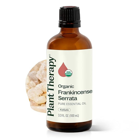 Plant Therapy Organic Frankincense Serrata Essential Oil, 100 mL (3.3 oz), USDA Certified Organic, 100% Pure and Undiluted, Great for Aromatherapy and DIY Skin Care