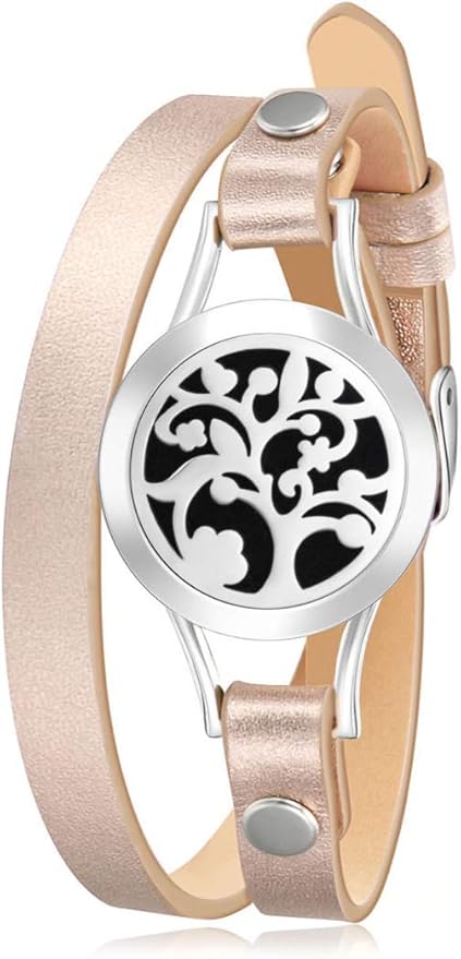Wild Essentials Arbol Tree Essential Oil Leather Wrap Bracelet Diffuser Kit, Gift Set, with 10ml Inner Calm Essential Oil Blend, 12 Pads, Customizable Color Changing Perfume Jewelry, Aromatherapy