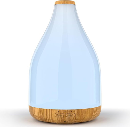 300ML Essential Oil Diffuser, Quiet Aromatherapy Diffuser Mist Humidifier with 7 Colors Light, Auto-Off, 1H/3H/6H Timer, Ultrasonic Room Scent Diffuser for Home, Office, Brown (No Remote)