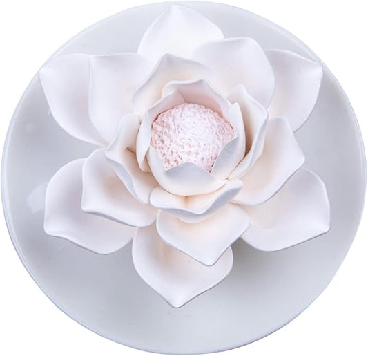 Essential Oil Passive Flower Diffuser -Lotus Flower Porcelain Aromatherapy Diffusers for Small Mini Room, Desk Decorative, Bathroom (Lotus)