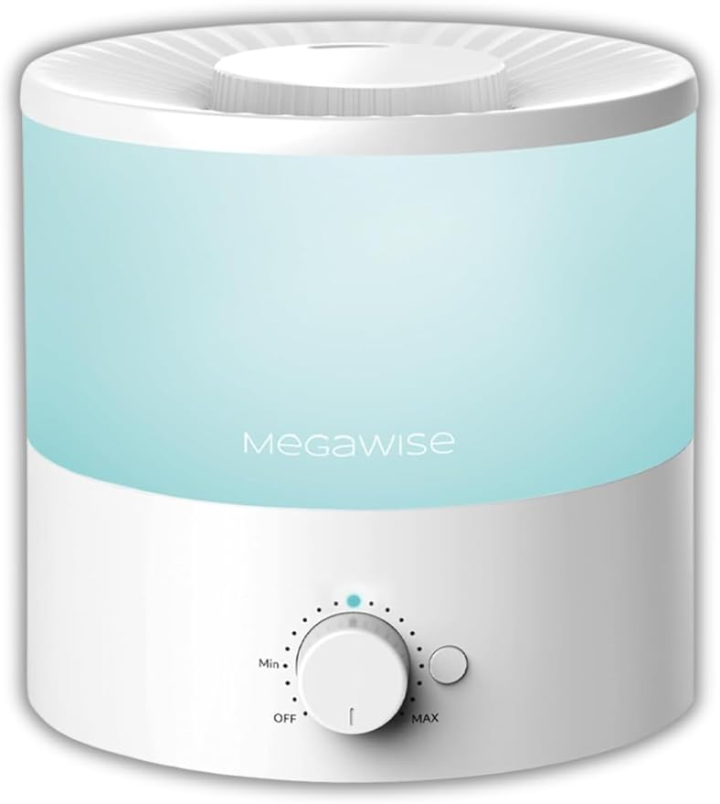 MEGAWISE 1.5L Cool Mist Humidifier for Bedroom, Home, Office, and Plants, Essential Oil Diffuser with Adjustable Mist Output, 25dB Quiet Ultrasonic, Up to 10 Hours, Easy to Clean