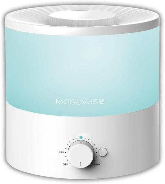 MEGAWISE 1.5L Cool Mist Humidifier for Bedroom, Home, Office, and Plants, Essential Oil Diffuser with Adjustable Mist Output, 25dB Quiet Ultrasonic, Up to 10 Hours, Easy to Clean