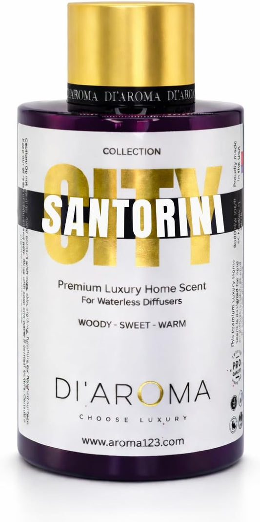 Di'Aroma Santorini Aroma Oil Blend 120ml – Premium Diffuser Oil for Home, Waterless & Essential Oil Diffusers, Long Lasting Home Fragrance, City Collection, Made in USA (120ml, Santorini)