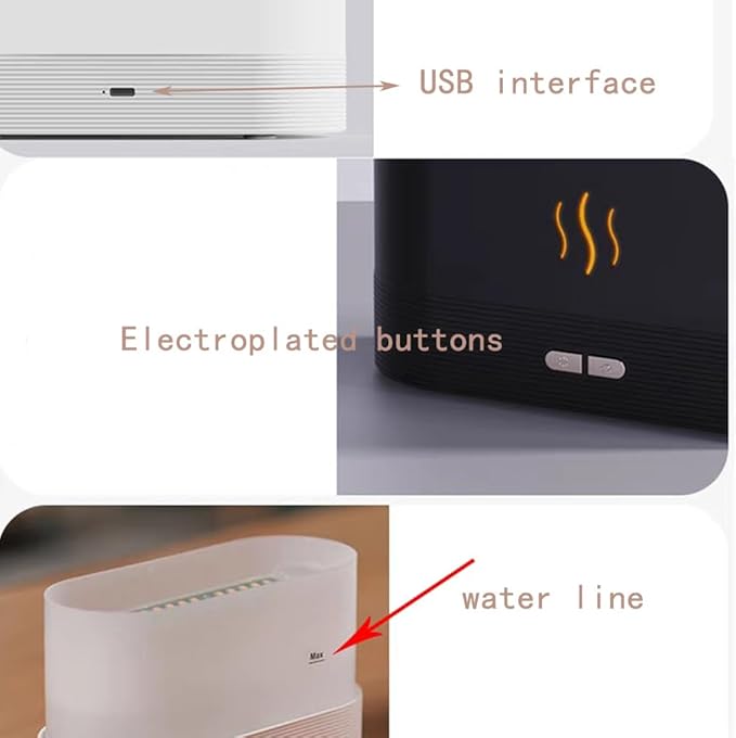 Flame Aromatherapy Machine, Aroma Expander, Home Office Table Seven Color Flame Ultra Silent Air Humidifier, Aroma Diffuser (White Aromatherapy Machine)