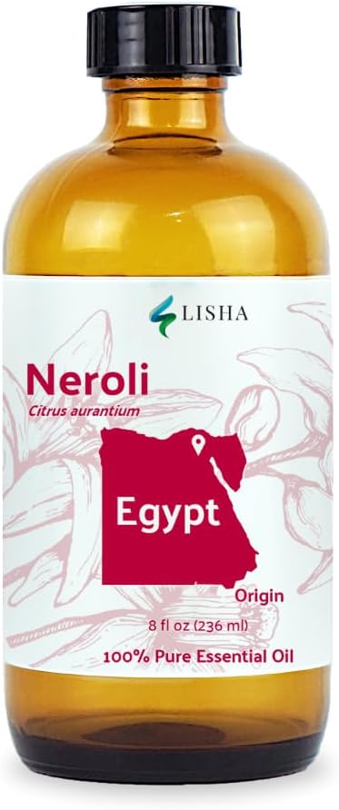 Neroli Essential Oil - Direct from Egyptian Nile Delta Farms - Steam Distilled - Aceite Azahar for Aromatherapy, Massage, Diffuser, DIY Candle and Soap Making - 8oz