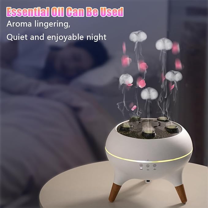 Jellyfish Diffuser Humidifier for Bedroom, White Noise Slient Cool Mist Humidifier for Home Baby, Portable 250ml Simulate a Volcano Essential Oil Diffuser,7 Colors LED,Waterless Auto Shut-Off